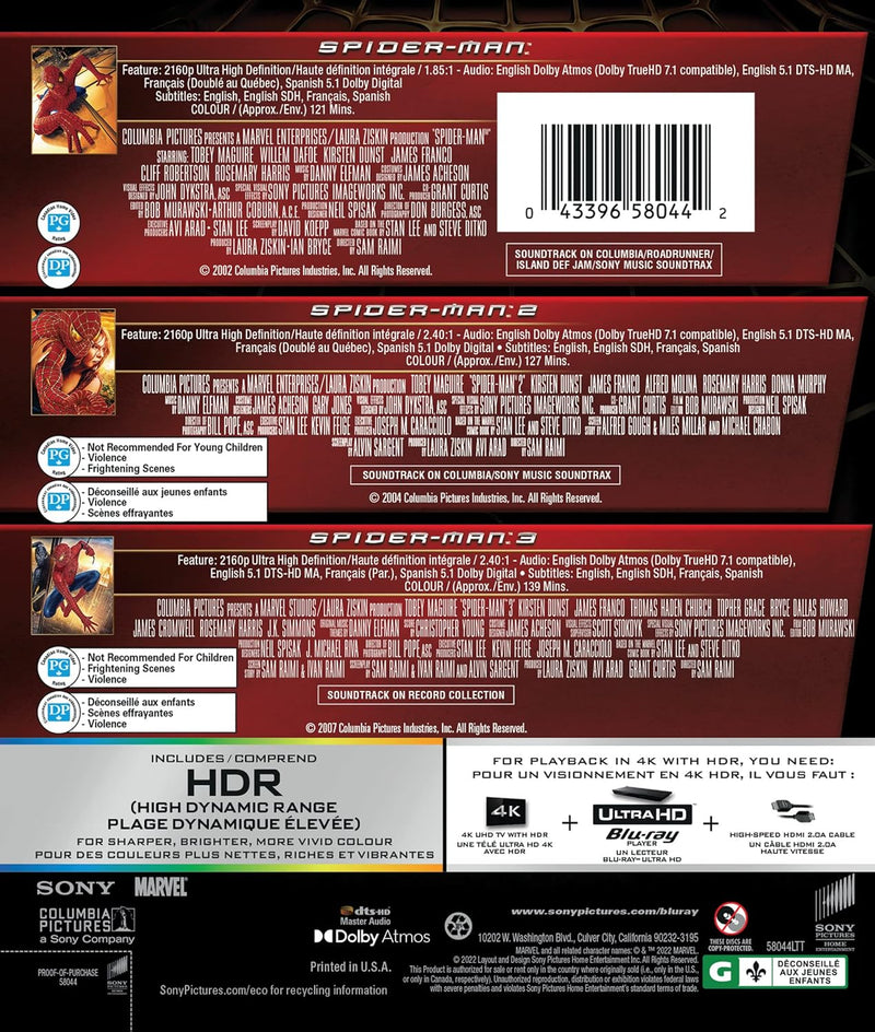 Spider-Man Trilogy: 3 Movie Collection (4K-UHD)